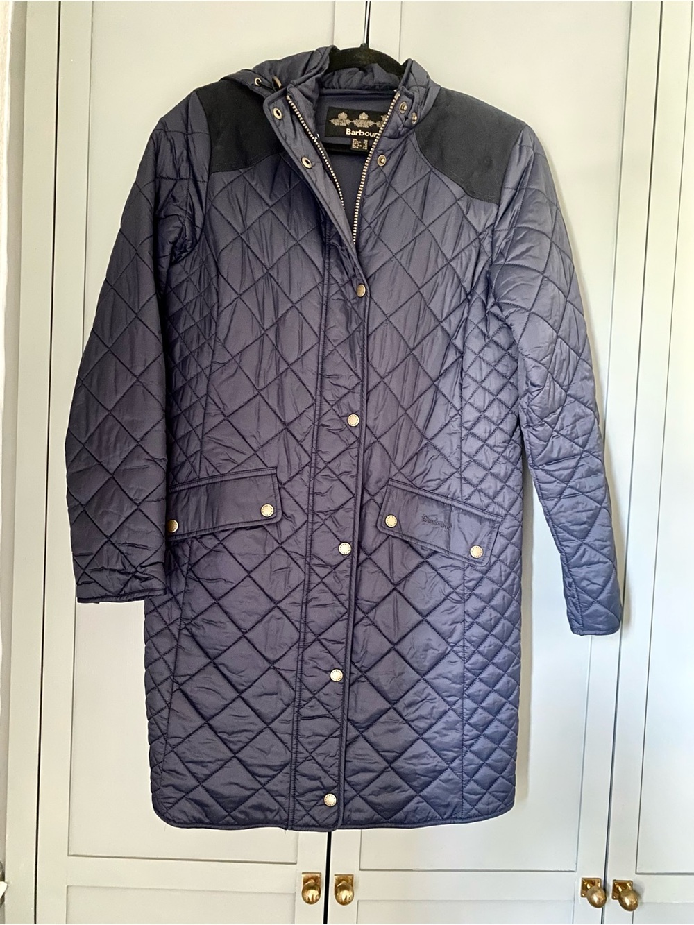 Barbour Lightweight Navy Quilted Jacket with Removable Hood, 6